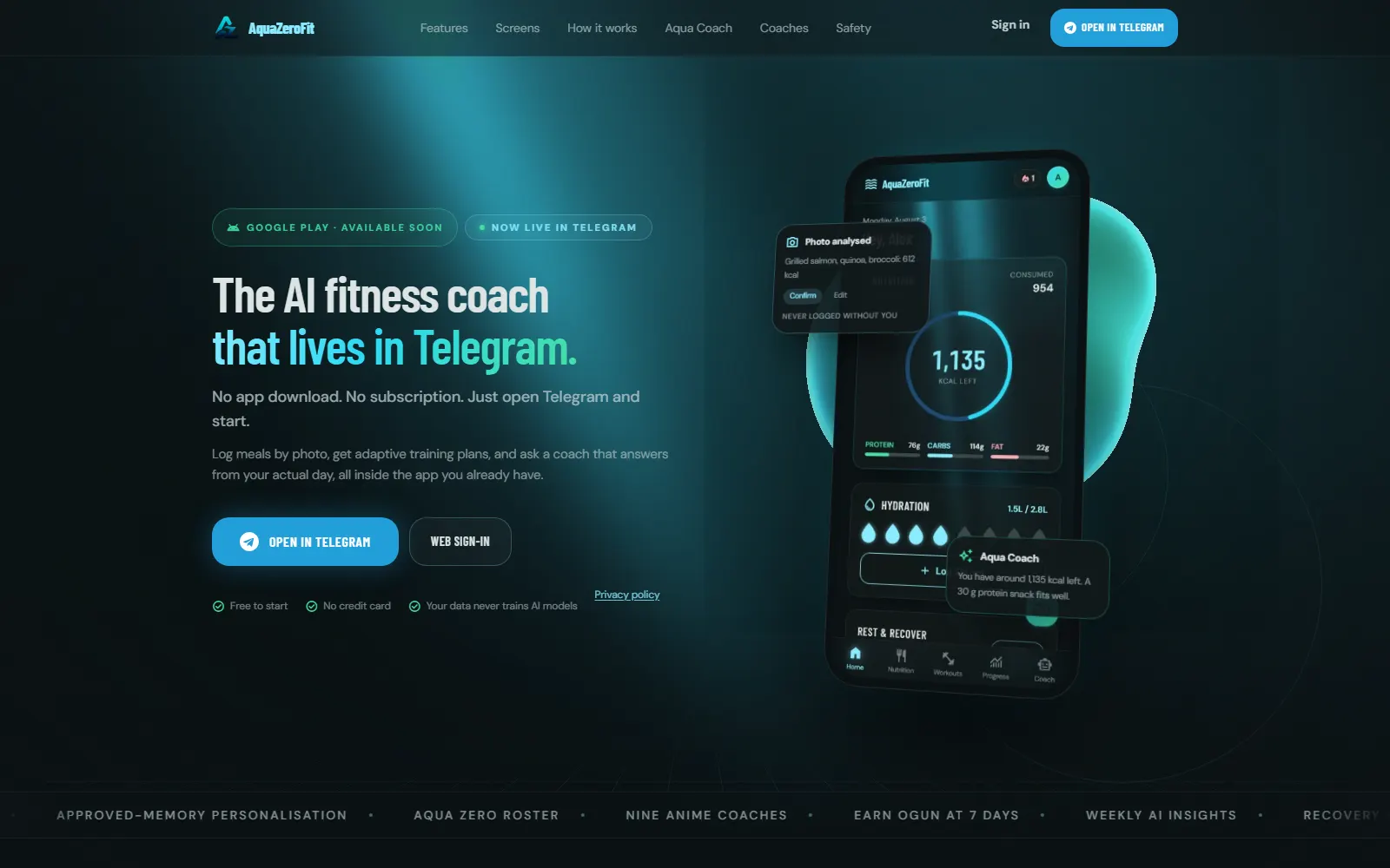 AquaZeroFit homepage